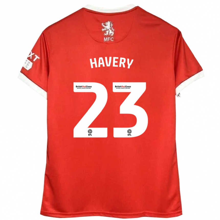 Niño Fútbol Camiseta Nicole Havery #23 Rojo Blanco 1ª Equipación 2024/25