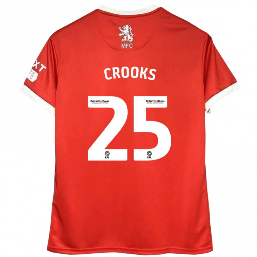 Niño Fútbol Camiseta Matt Crooks #25 Rojo Blanco 1ª Equipación 2024/25