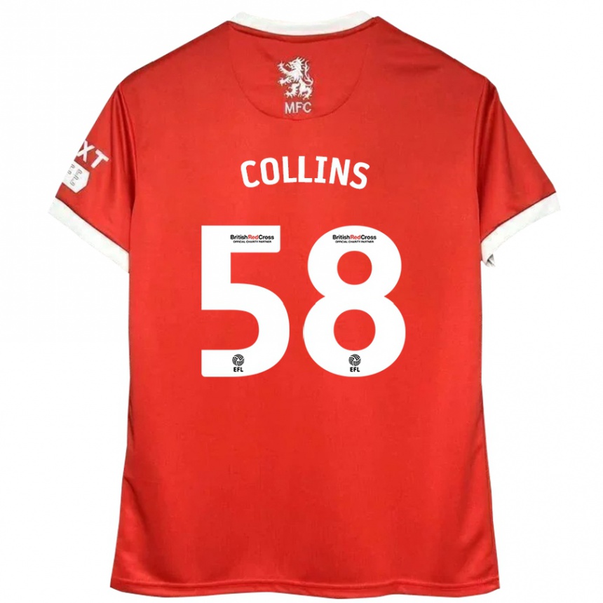 Niño Fútbol Camiseta Sam Collins #58 Rojo Blanco 1ª Equipación 2024/25