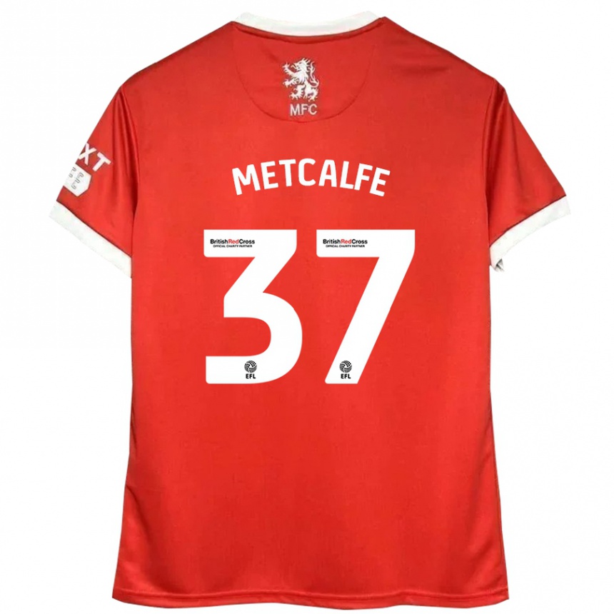 Niño Fútbol Camiseta Max Metcalfe #37 Rojo Blanco 1ª Equipación 2024/25