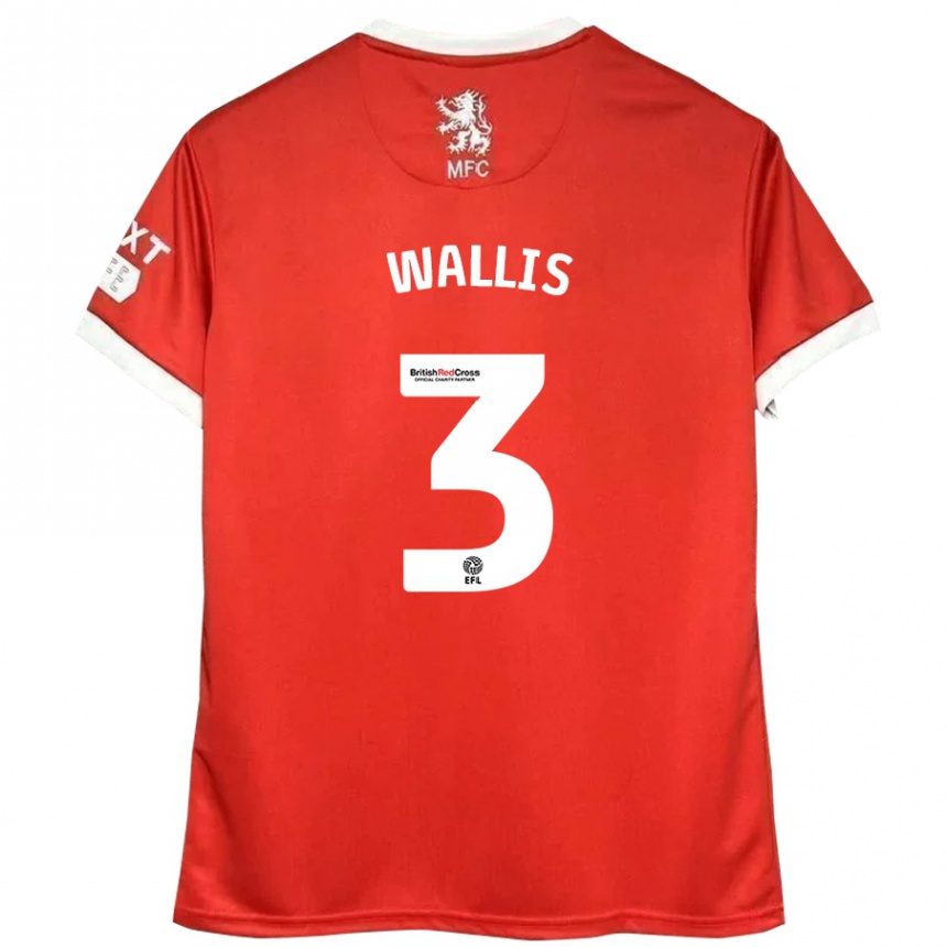 Niño Fútbol Camiseta Emma Wallis #3 Rojo Blanco 1ª Equipación 2024/25