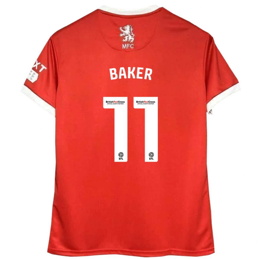 Niño Fútbol Camiseta Ella Baker #11 Rojo Blanco 1ª Equipación 2024/25