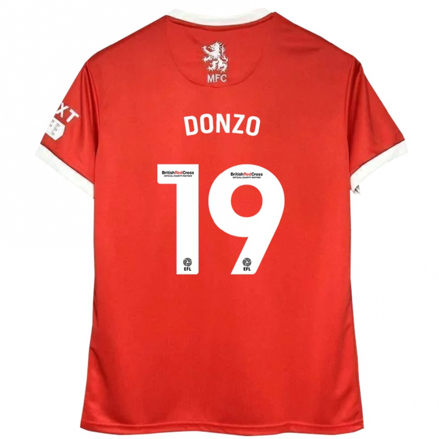 Niño Fútbol Camiseta Jolie Donzo #19 Rojo Blanco 1ª Equipación 2024/25