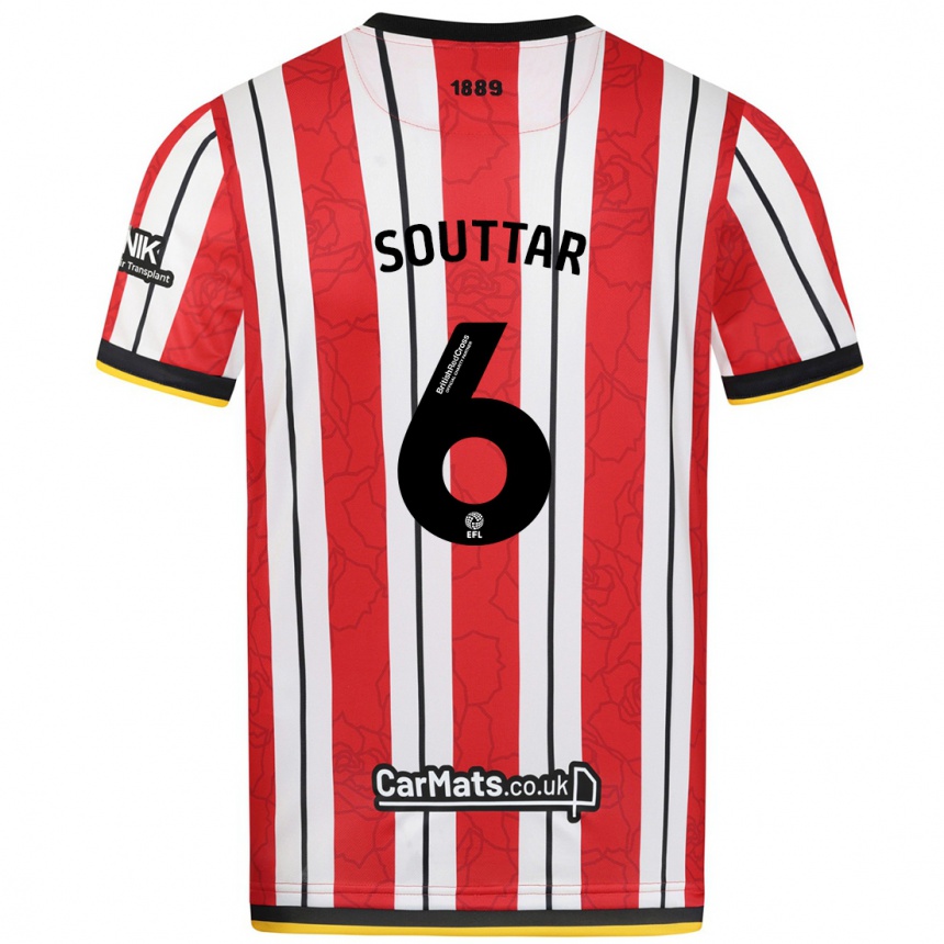 Niño Fútbol Camiseta Harry Souttar #6 Rojo Blanco Rayas 1ª Equipación 2024/25