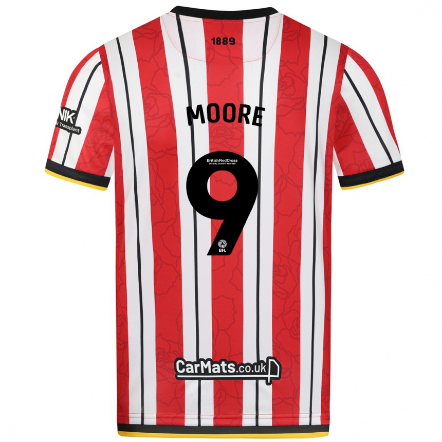 Niño Fútbol Camiseta Kieffer Moore #9 Rojo Blanco Rayas 1ª Equipación 2024/25