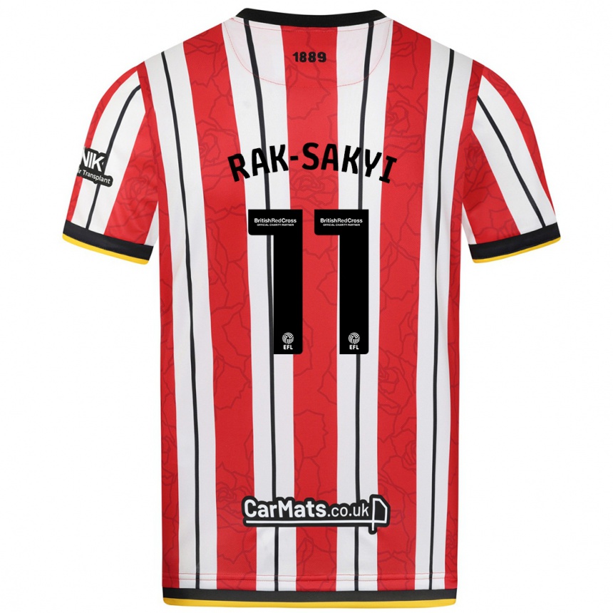 Niño Fútbol Camiseta Jesurun Rak-Sakyi #11 Rojo Blanco Rayas 1ª Equipación 2024/25