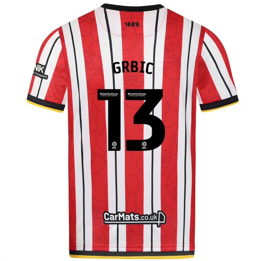 Niño Fútbol Camiseta Ivo Grbic #13 Rojo Blanco Rayas 1ª Equipación 2024/25