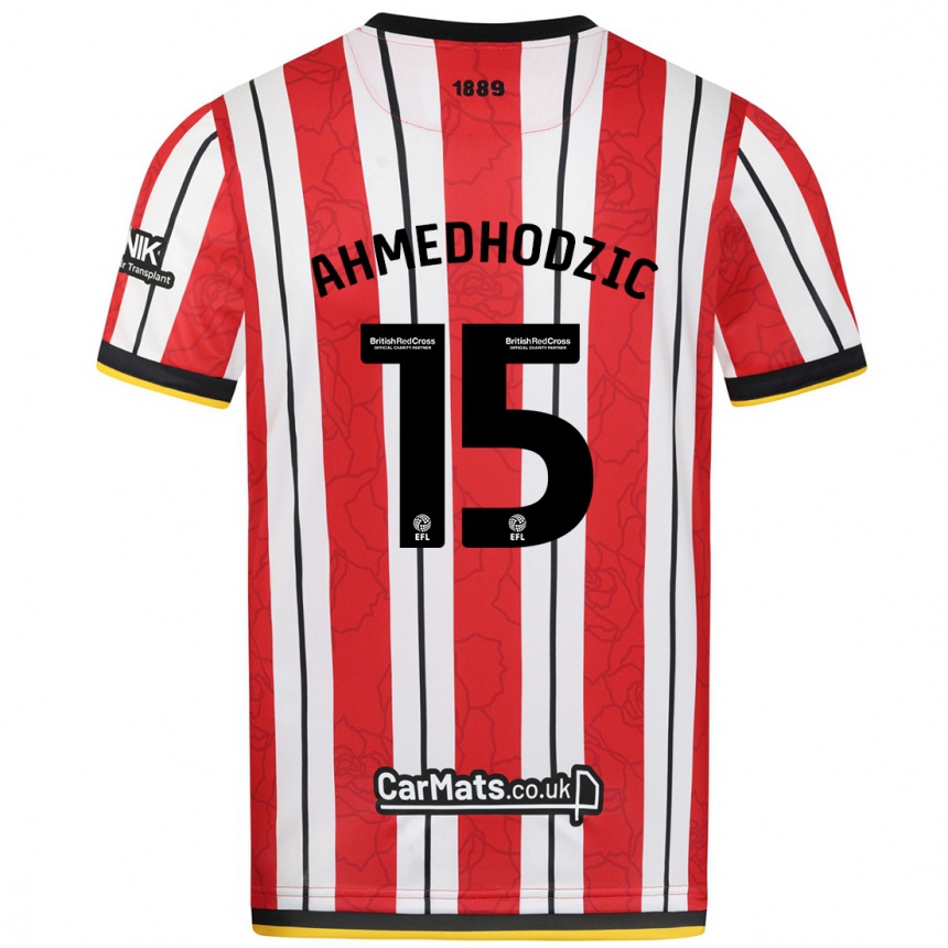 Niño Fútbol Camiseta Anel Ahmedhodzic #15 Rojo Blanco Rayas 1ª Equipación 2024/25