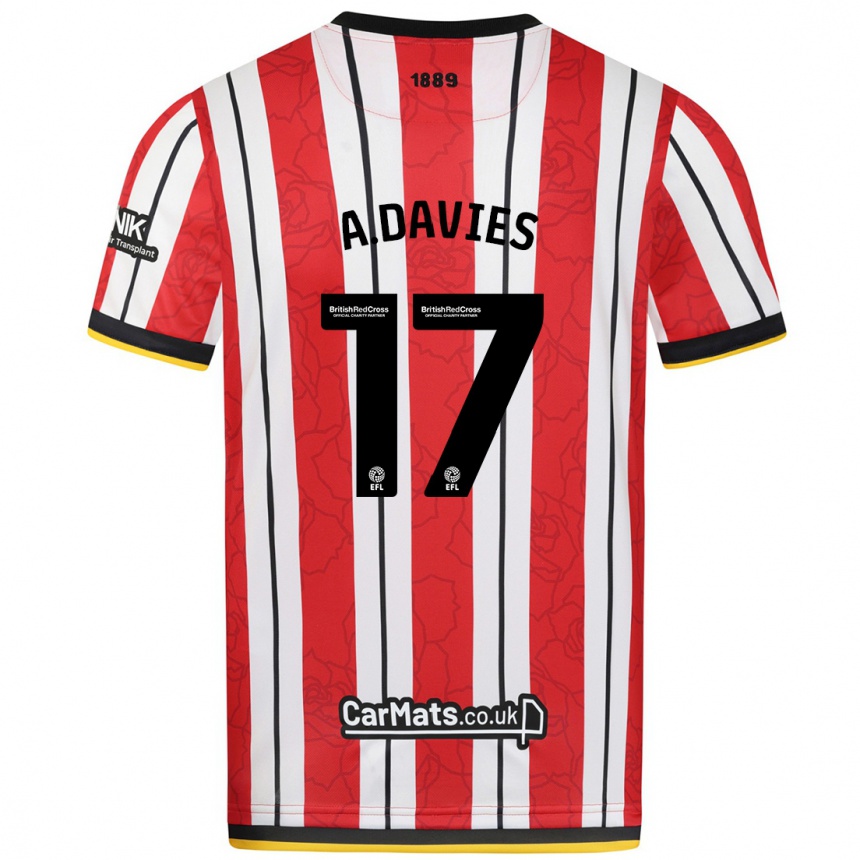 Niño Fútbol Camiseta Adam Davies #17 Rojo Blanco Rayas 1ª Equipación 2024/25