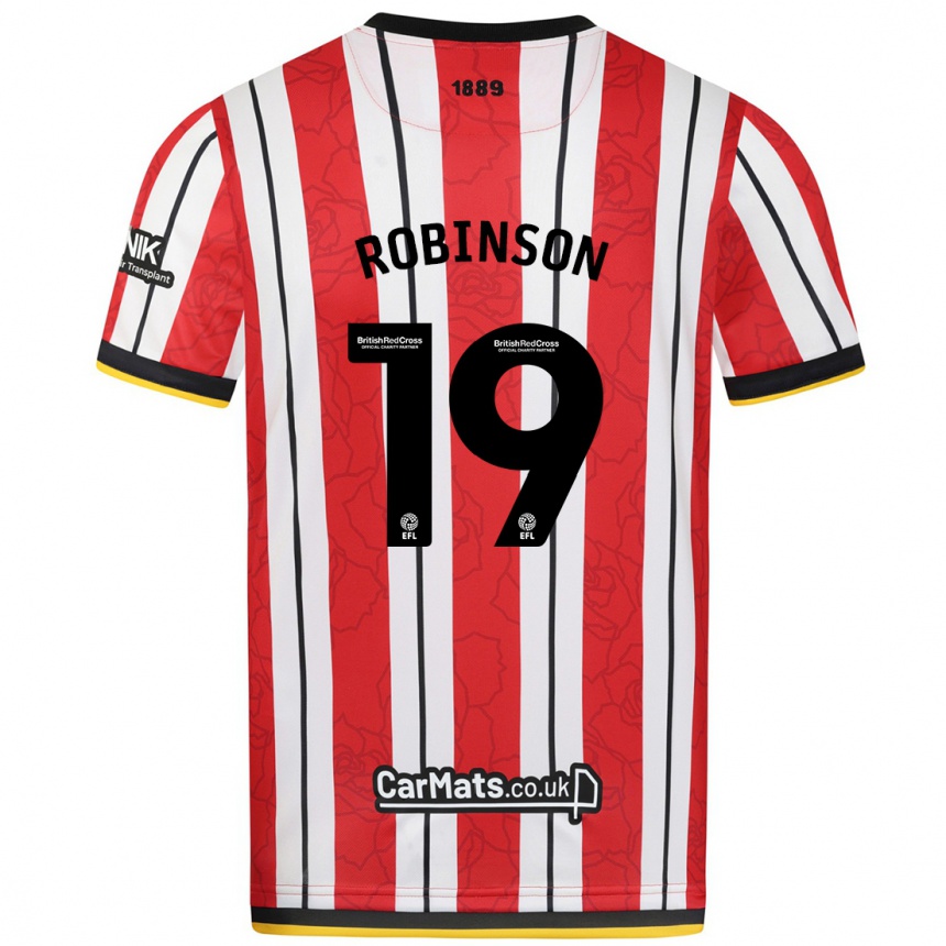 Niño Fútbol Camiseta Jack Robinson #19 Rojo Blanco Rayas 1ª Equipación 2024/25