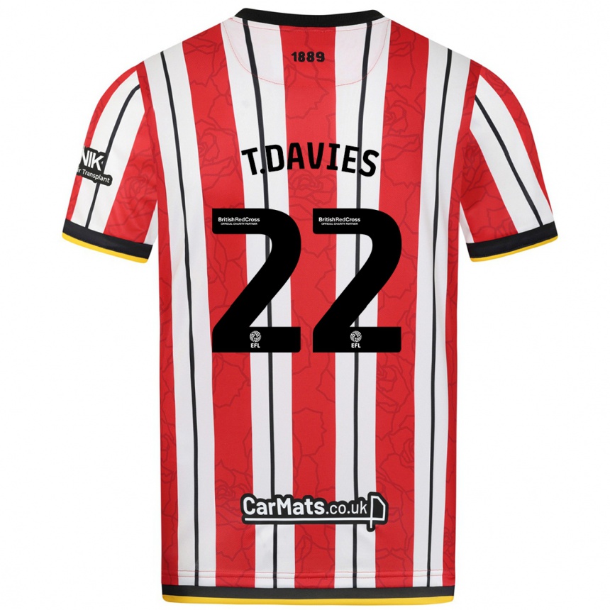 Niño Fútbol Camiseta Tom Davies #22 Rojo Blanco Rayas 1ª Equipación 2024/25