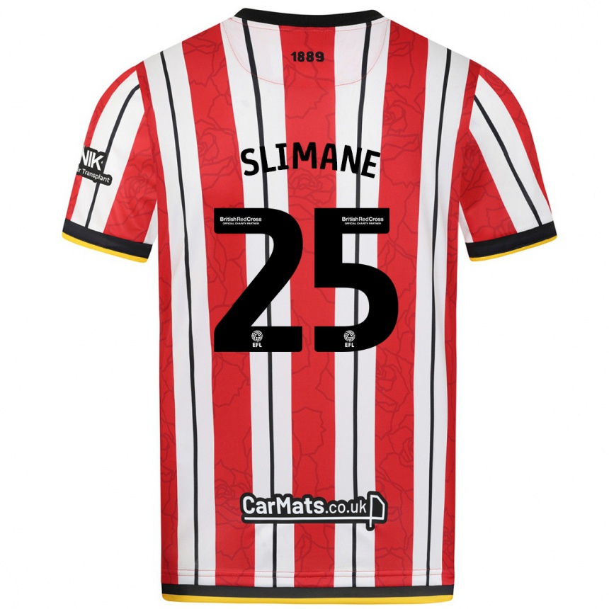 Niño Fútbol Camiseta Anis Slimane #25 Rojo Blanco Rayas 1ª Equipación 2024/25