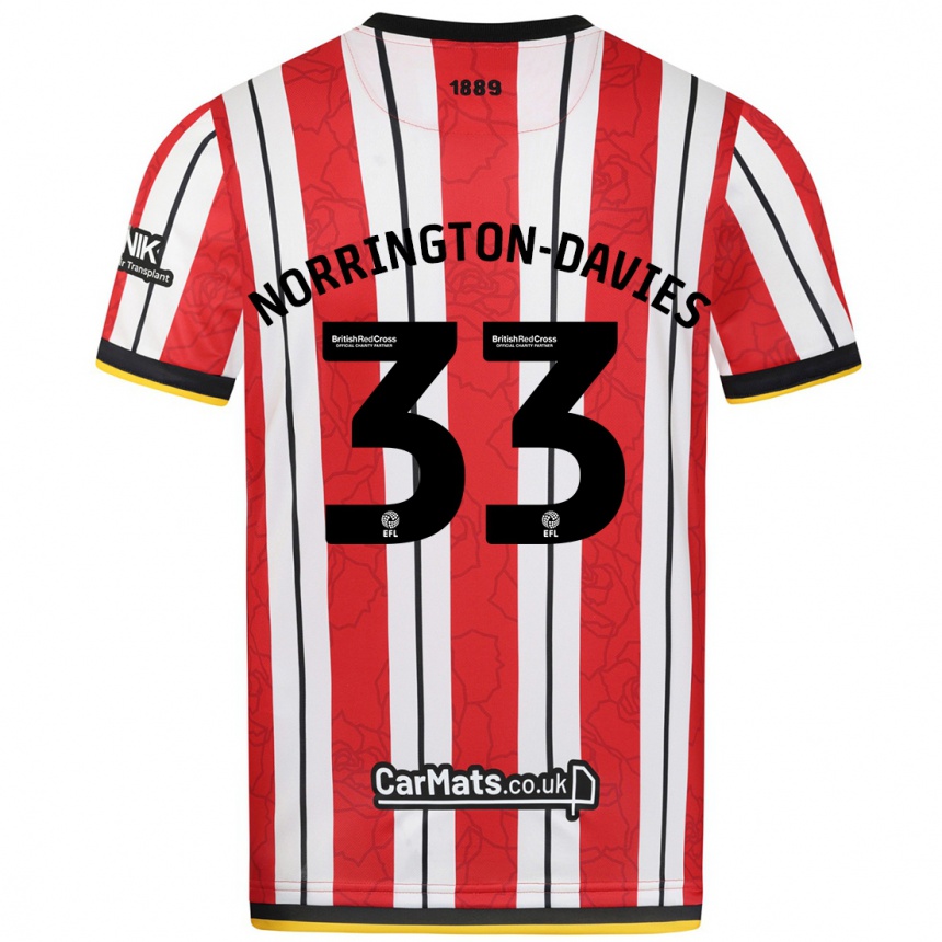 Niño Fútbol Camiseta Rhys Norrington-Davies #33 Rojo Blanco Rayas 1ª Equipación 2024/25