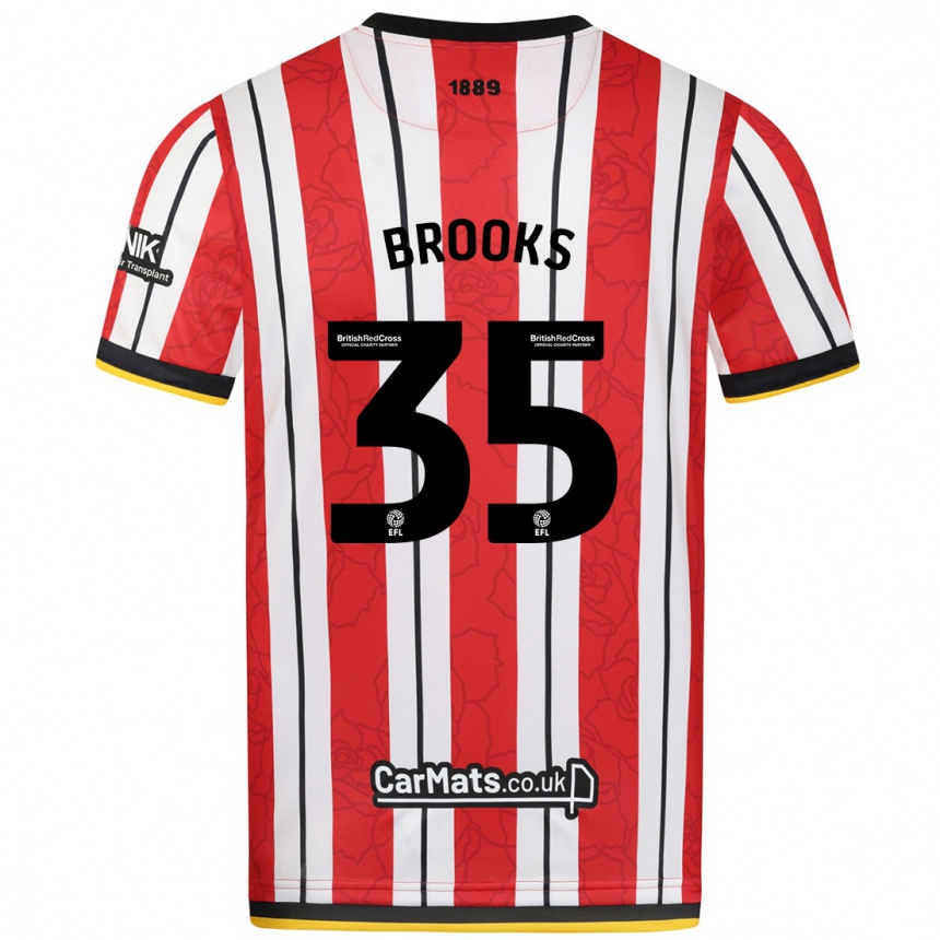 Niño Fútbol Camiseta Andre Brooks #35 Rojo Blanco Rayas 1ª Equipación 2024/25