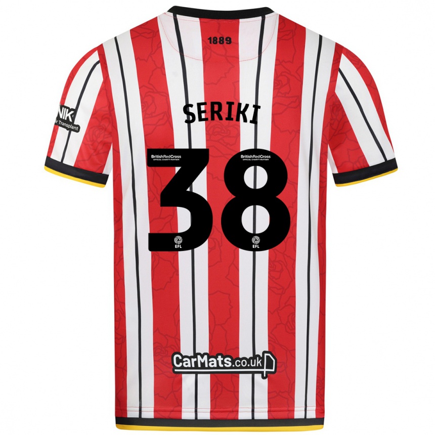 Niño Fútbol Camiseta Femi Seriki #38 Rojo Blanco Rayas 1ª Equipación 2024/25