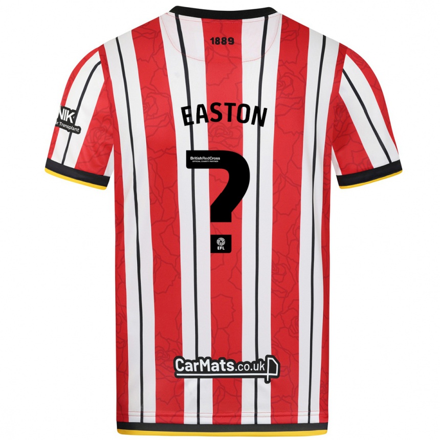 Niño Fútbol Camiseta Evan Easton #0 Rojo Blanco Rayas 1ª Equipación 2024/25