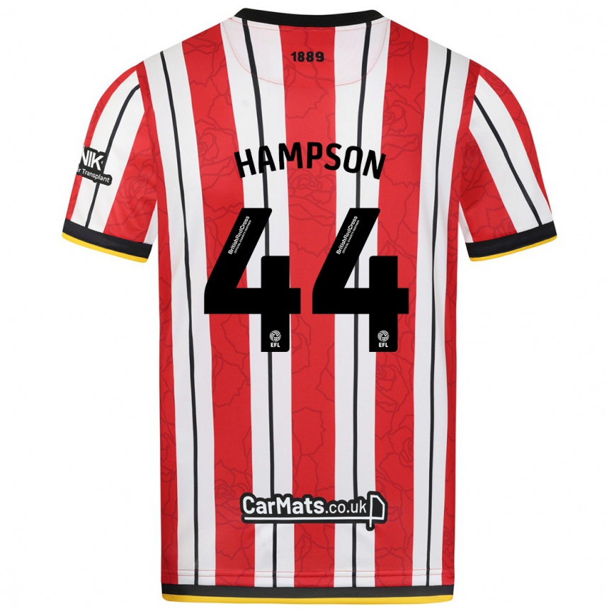 Niño Fútbol Camiseta Owen Hampson #44 Rojo Blanco Rayas 1ª Equipación 2024/25