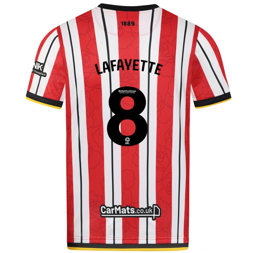 Niño Fútbol Camiseta Abbie Lafayette #8 Rojo Blanco Rayas 1ª Equipación 2024/25