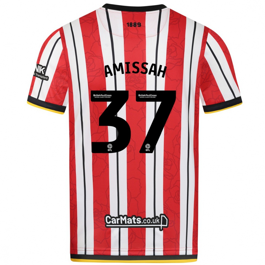 Niño Fútbol Camiseta Jordan Amissah #37 Rojo Blanco Rayas 1ª Equipación 2024/25