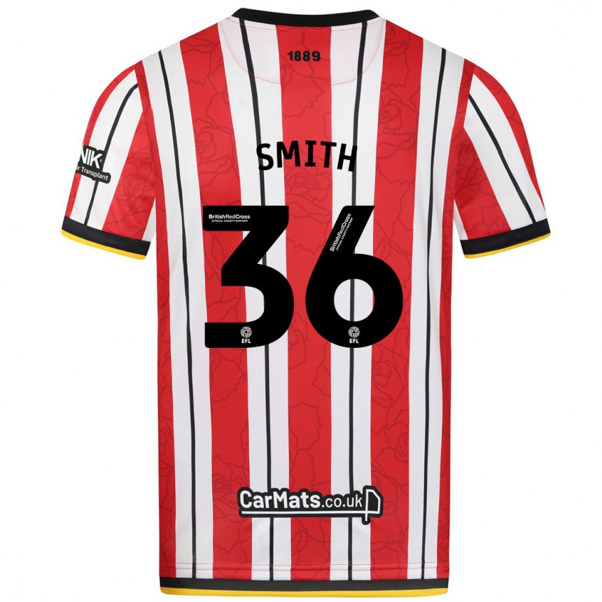 Niño Fútbol Camiseta Joshua Smith #36 Rojo Blanco Rayas 1ª Equipación 2024/25