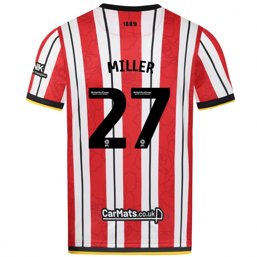 Niño Fútbol Camiseta Lara Miller #27 Rojo Blanco Rayas 1ª Equipación 2024/25