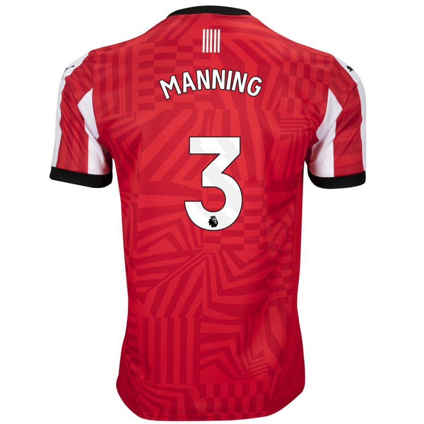 Niño Fútbol Camiseta Ryan Manning #3 Rojo Blanco 1ª Equipación 2024/25