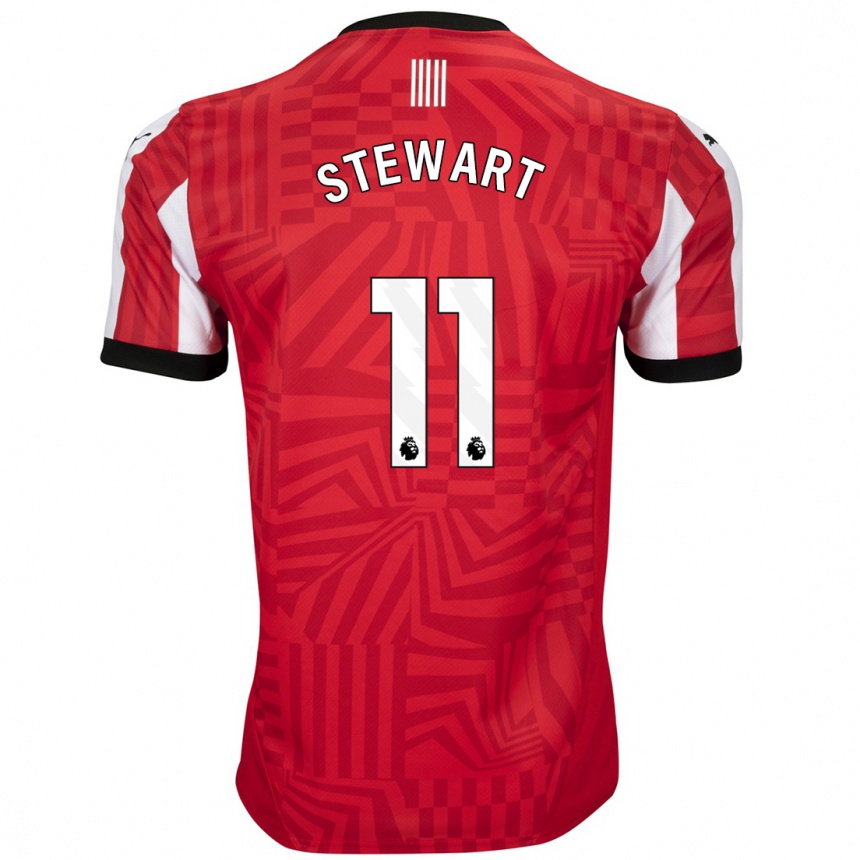 Niño Fútbol Camiseta Ross Stewart #11 Rojo Blanco 1ª Equipación 2024/25