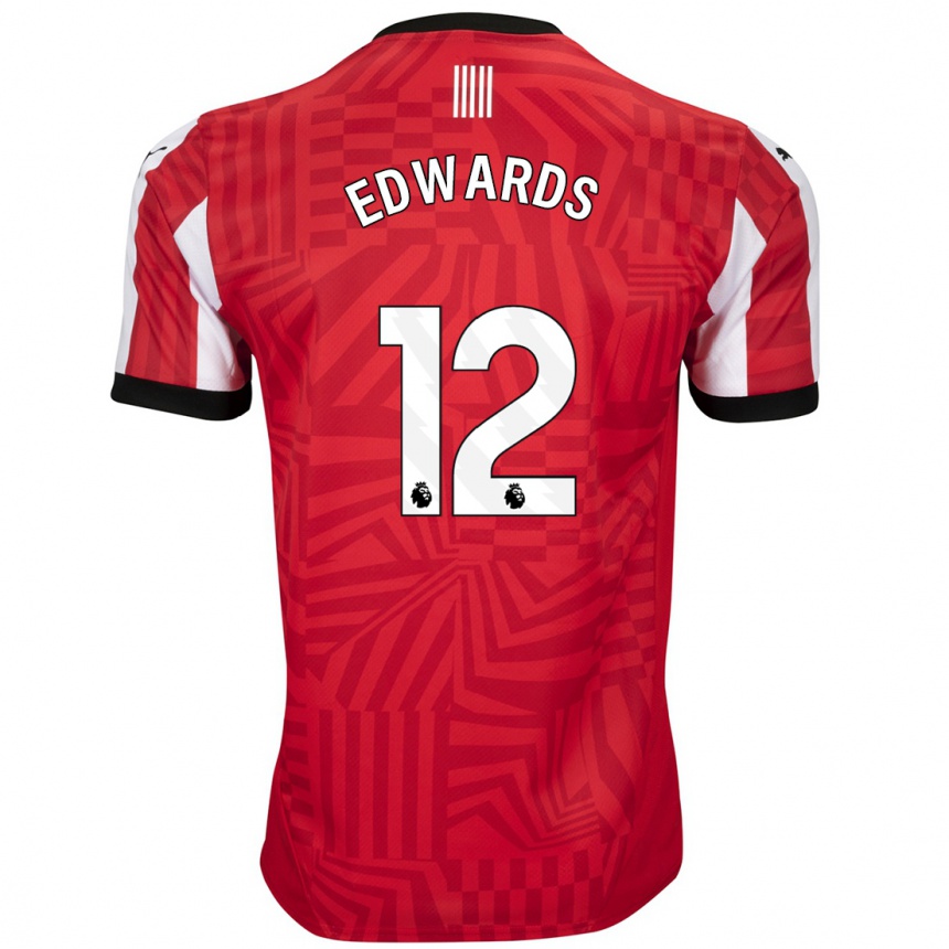 Niño Fútbol Camiseta Ronnie Edwards #12 Rojo Blanco 1ª Equipación 2024/25