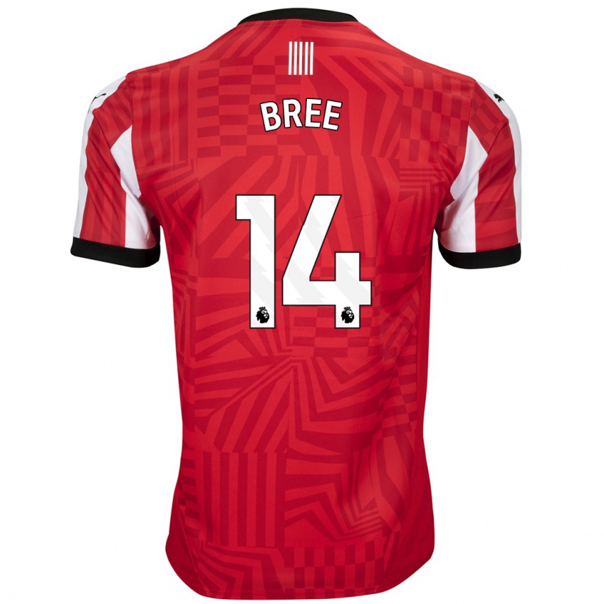 Niño Fútbol Camiseta James Bree #14 Rojo Blanco 1ª Equipación 2024/25