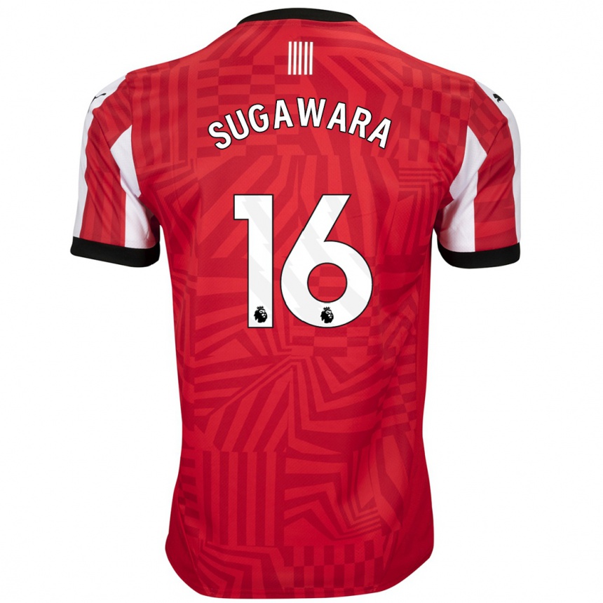 Niño Fútbol Camiseta Yukinari Sugawara #16 Rojo Blanco 1ª Equipación 2024/25