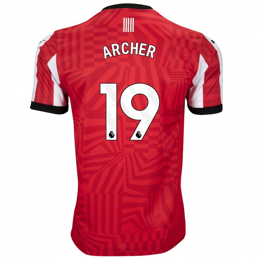 Niño Fútbol Camiseta Cameron Archer #19 Rojo Blanco 1ª Equipación 2024/25