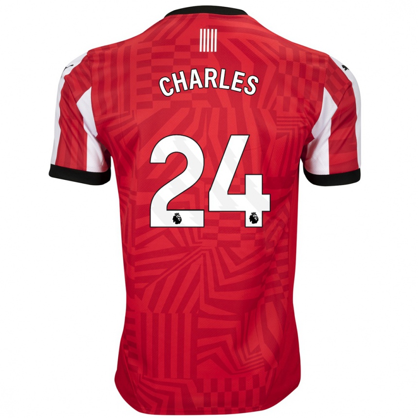 Niño Fútbol Camiseta Shea Charles #24 Rojo Blanco 1ª Equipación 2024/25