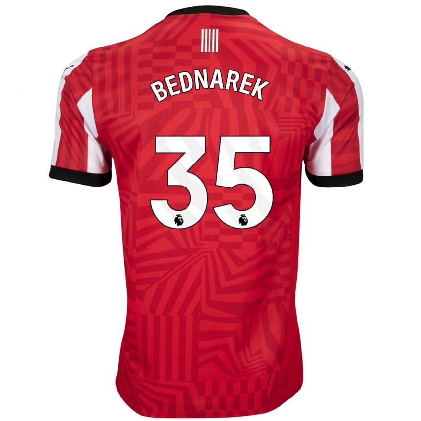 Niño Fútbol Camiseta Jan Bednarek #35 Rojo Blanco 1ª Equipación 2024/25