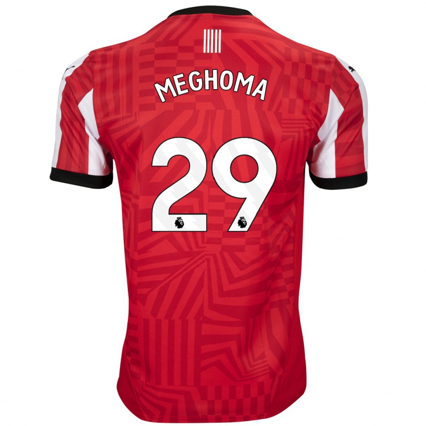 Niño Fútbol Camiseta Jayden Meghoma #29 Rojo Blanco 1ª Equipación 2024/25