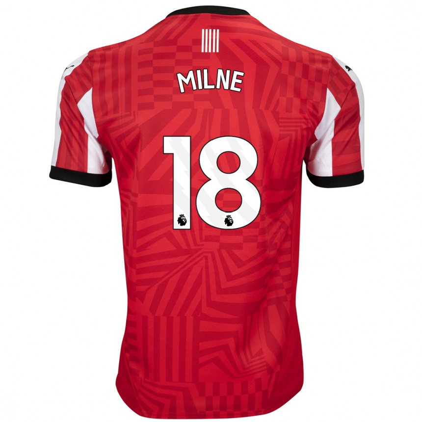 Niño Fútbol Camiseta Isabel Milne #18 Rojo Blanco 1ª Equipación 2024/25