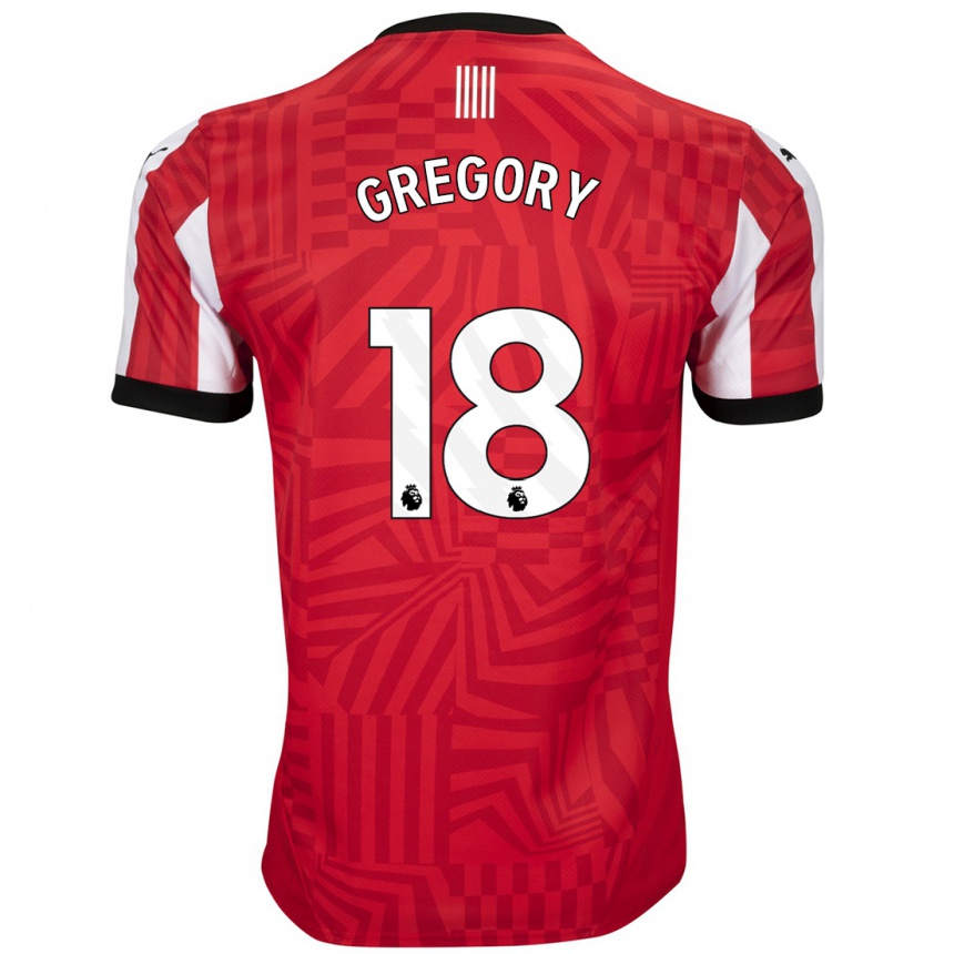 Niño Fútbol Camiseta Freya Gregory #18 Rojo Blanco 1ª Equipación 2024/25