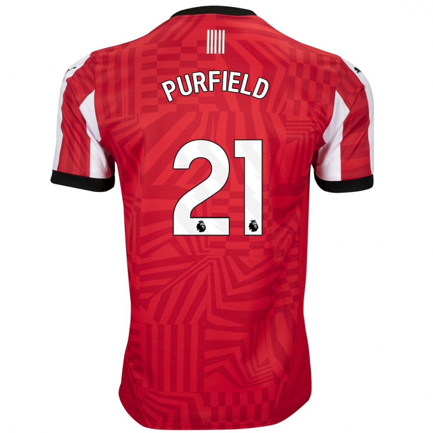 Niño Fútbol Camiseta Jemma Purfield #21 Rojo Blanco 1ª Equipación 2024/25