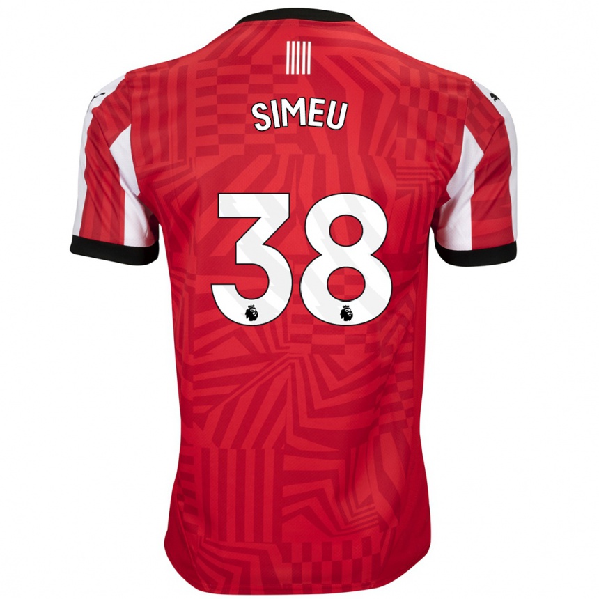 Niño Fútbol Camiseta Dynel Simeu #38 Rojo Blanco 1ª Equipación 2024/25