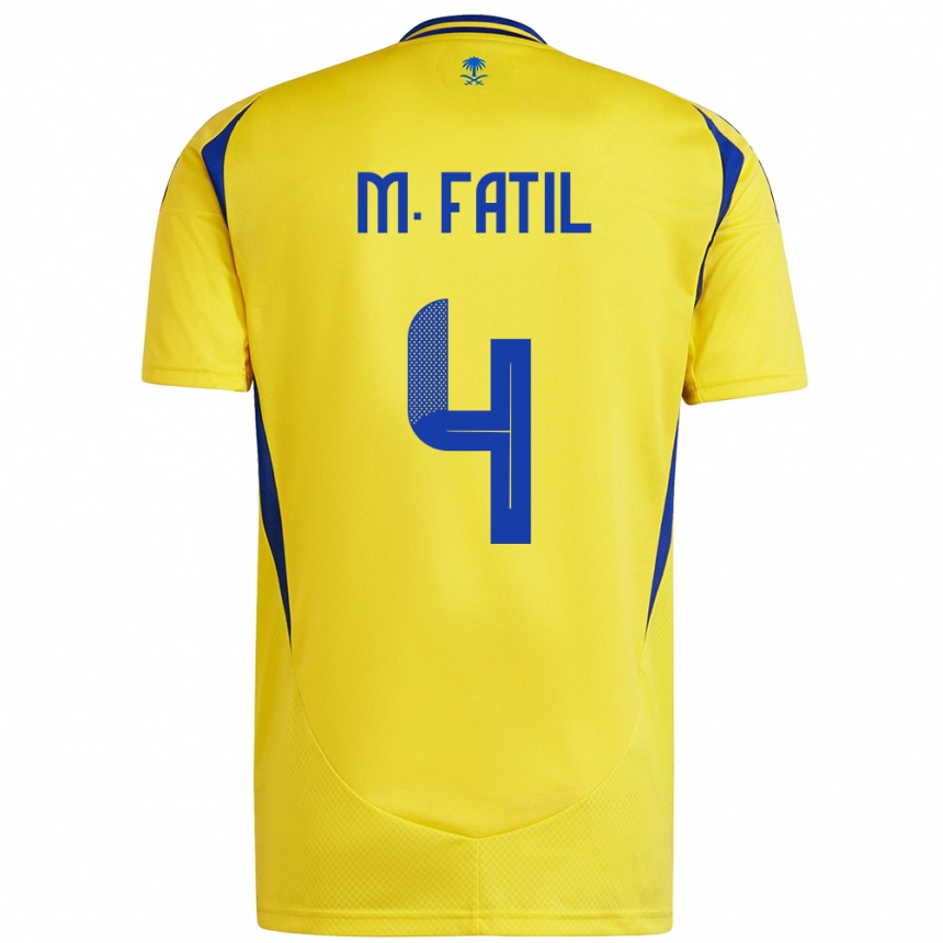 Niño Fútbol Camiseta Mohammed Al-Fatil #4 Amarillo Azul 1ª Equipación 2024/25