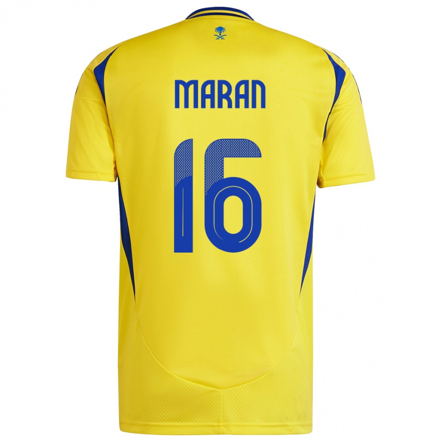 Niño Fútbol Camiseta Mohammed Maran #16 Amarillo Azul 1ª Equipación 2024/25