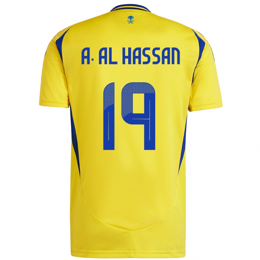 Niño Fútbol Camiseta Ali Al-Hassan #19 Amarillo Azul 1ª Equipación 2024/25