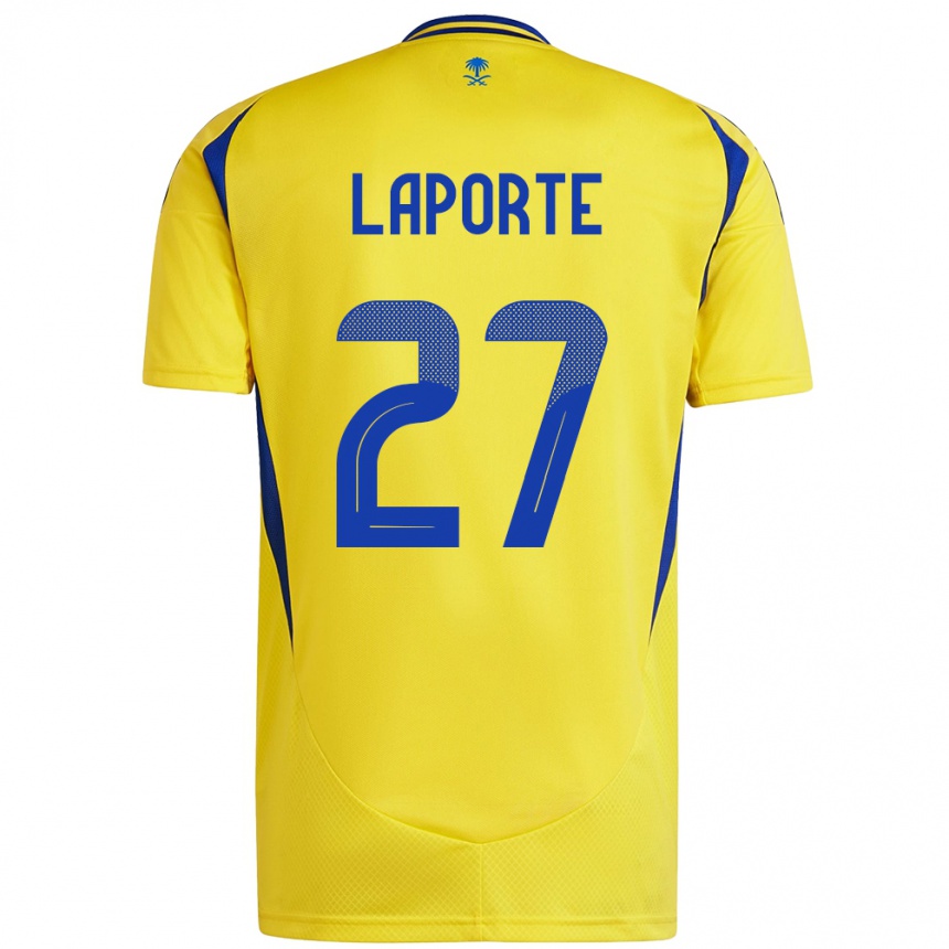 Niño Fútbol Camiseta Aymeric Laporte #27 Amarillo Azul 1ª Equipación 2024/25