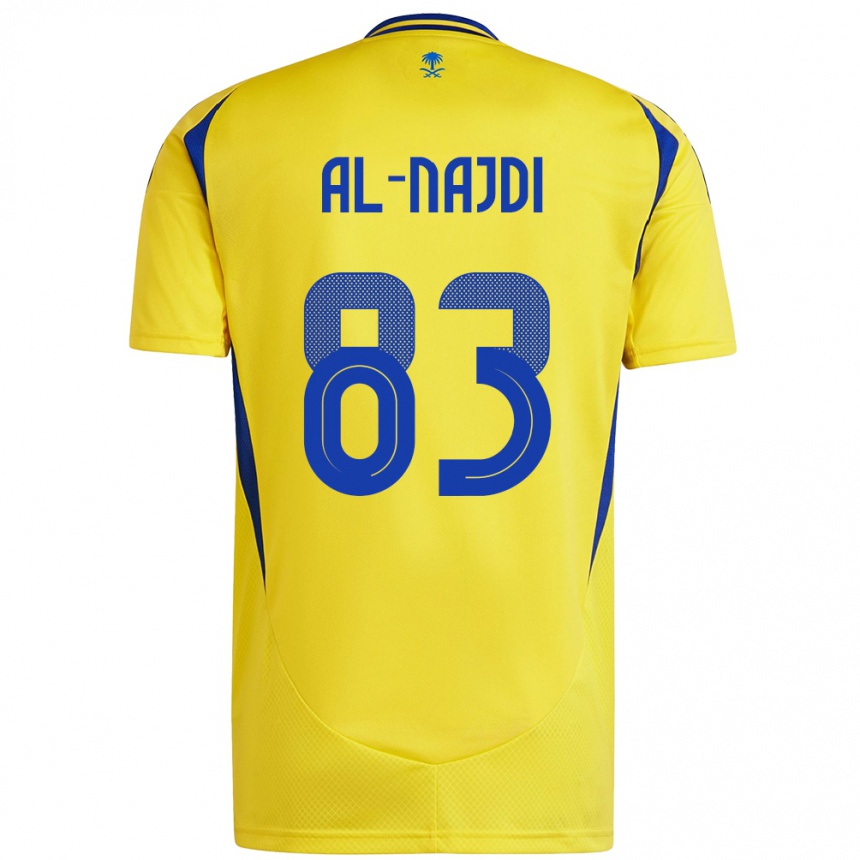 Niño Fútbol Camiseta Salem Al-Najdi #83 Amarillo Azul 1ª Equipación 2024/25