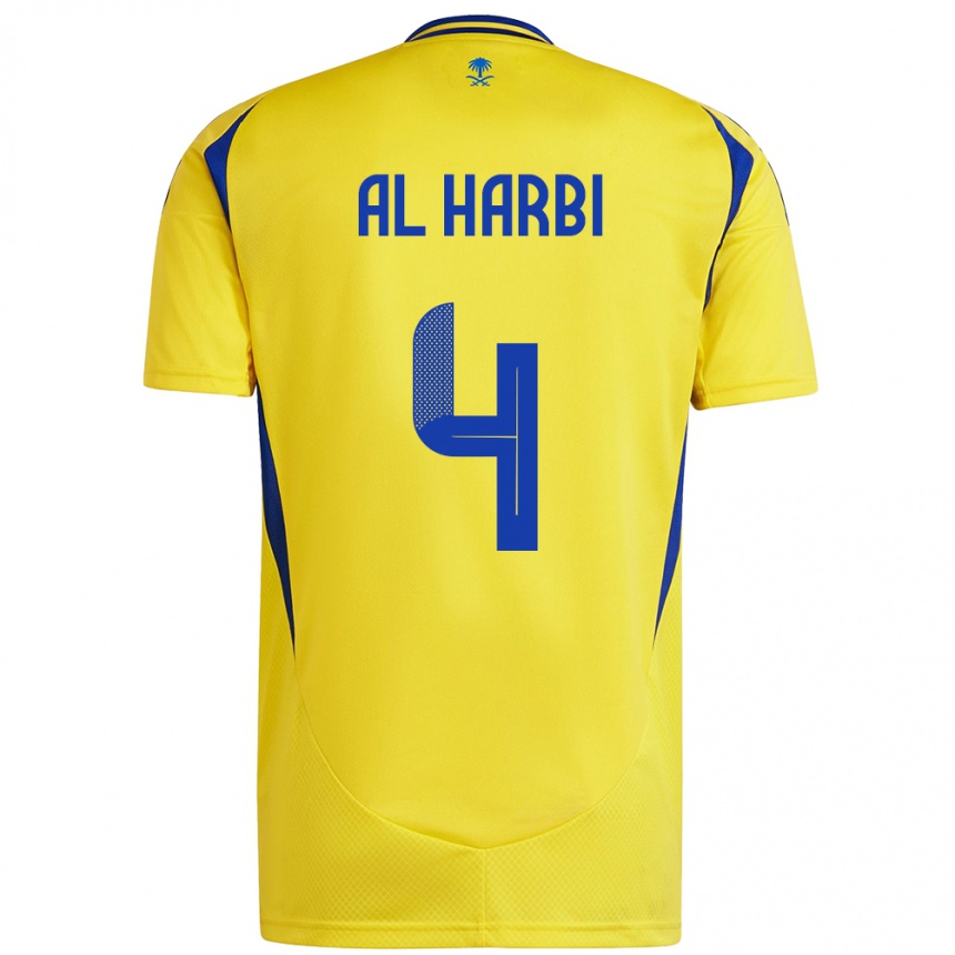 Niño Fútbol Camiseta Fay Al-Harbi #4 Amarillo Azul 1ª Equipación 2024/25