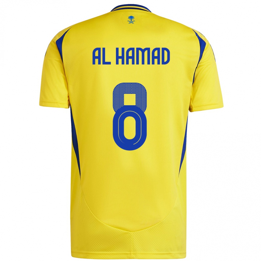 Niño Fútbol Camiseta Sara Al-Hamad #8 Amarillo Azul 1ª Equipación 2024/25