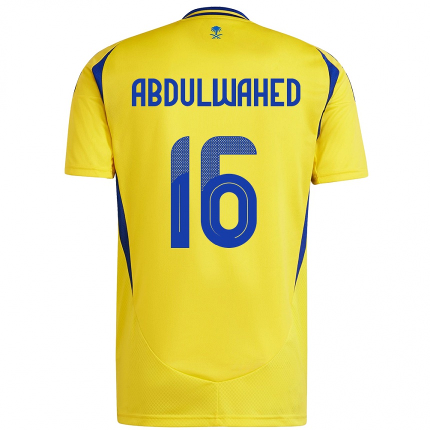 Niño Fútbol Camiseta Ghader Abdulwahed #16 Amarillo Azul 1ª Equipación 2024/25