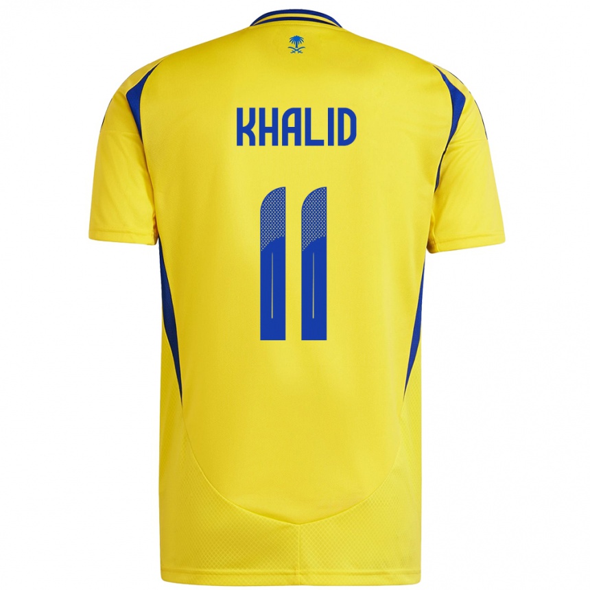 Niño Fútbol Camiseta Khalid Al-Ghannam #11 Amarillo Azul 1ª Equipación 2024/25