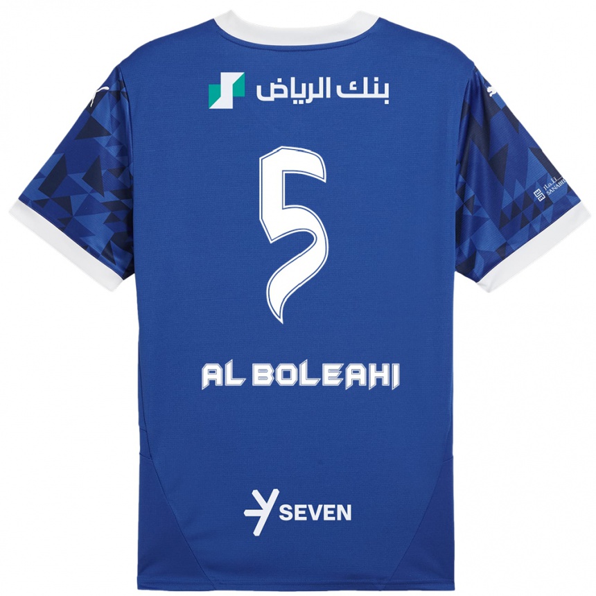 Niño Fútbol Camiseta Ali Al-Boleahi #5 Azul Oscuro Blanco 1ª Equipación 2024/25