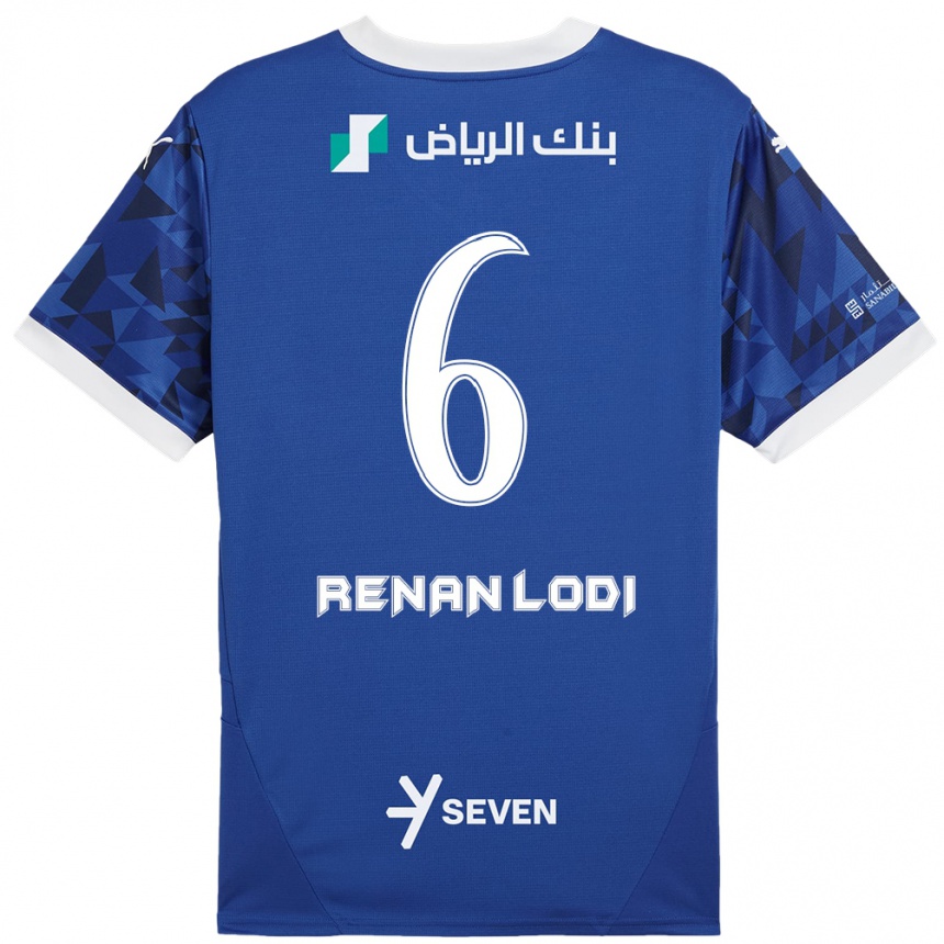 Niño Fútbol Camiseta Renan Lodi #6 Azul Oscuro Blanco 1ª Equipación 2024/25