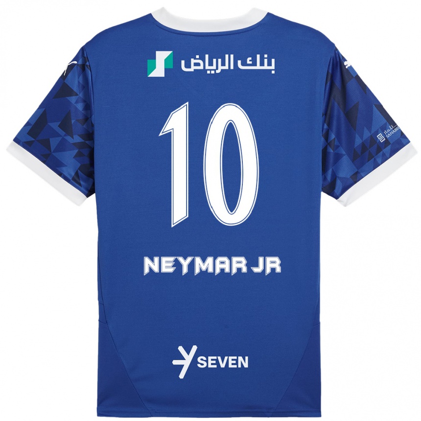 Niño Fútbol Camiseta Neymar #10 Azul Oscuro Blanco 1ª Equipación 2024/25